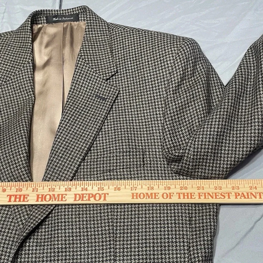 Chaps Men's Blazer Jacket SportsCoat Houndstooth 100% Lambswool Size 42R‎